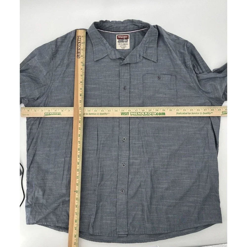 Wrangler‎ Button Up Shirt Long Sleeve Cotton Vintage Wash Men's 3XL